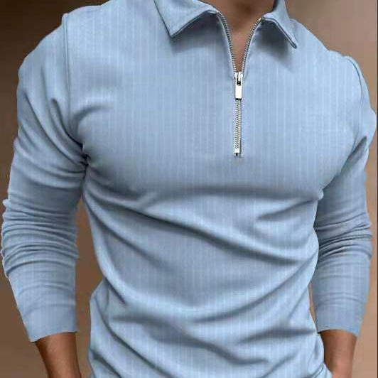 Herrarnas polotröja med dragkedja och randmönster Eva Jonsson-Eva Jonsson