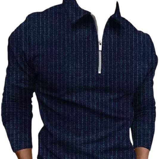 Herrarnas polotröja med dragkedja och randmönster Eva Jonsson-Eva Jonsson