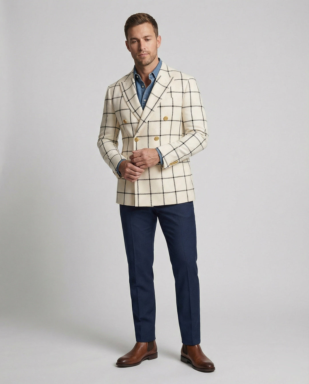 Herrarnas rutiga blazer – Herr blazer med dubbel knapprad-Eva Jonsson