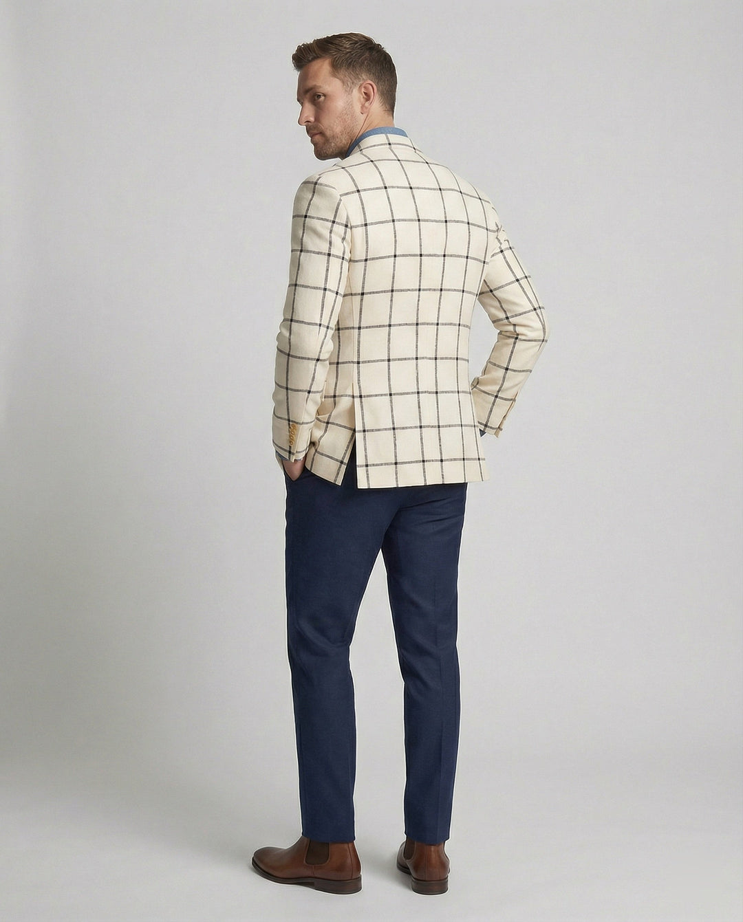 Herrarnas rutiga blazer – Herr blazer med dubbel knapprad-Eva Jonsson