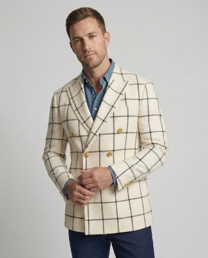 Herrarnas rutiga blazer – Herr blazer med dubbel knapprad-Eva Jonsson