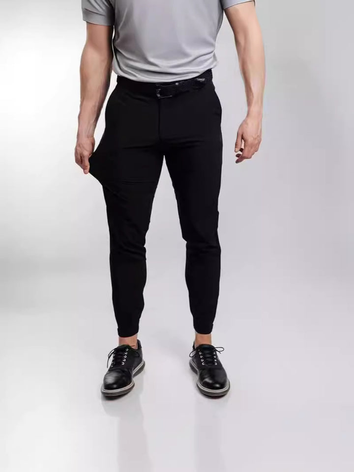 Herrarnas slim-fit kostymbyxor med elastisk midja och praktisk ficklayout Mirla-Eva Jonsson