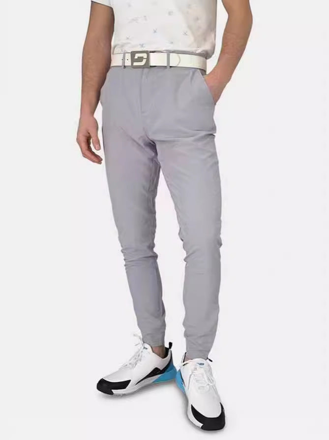 Herrarnas slim-fit kostymbyxor med elastisk midja och praktisk ficklayout Mirla-Eva Jonsson