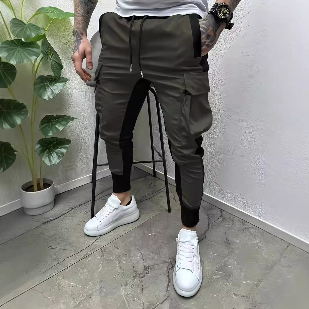 Herrarnas sportiga cargo-joggingbyxor med multifunktionella fickor och elastisk midja Mirla-Eva Jonsson