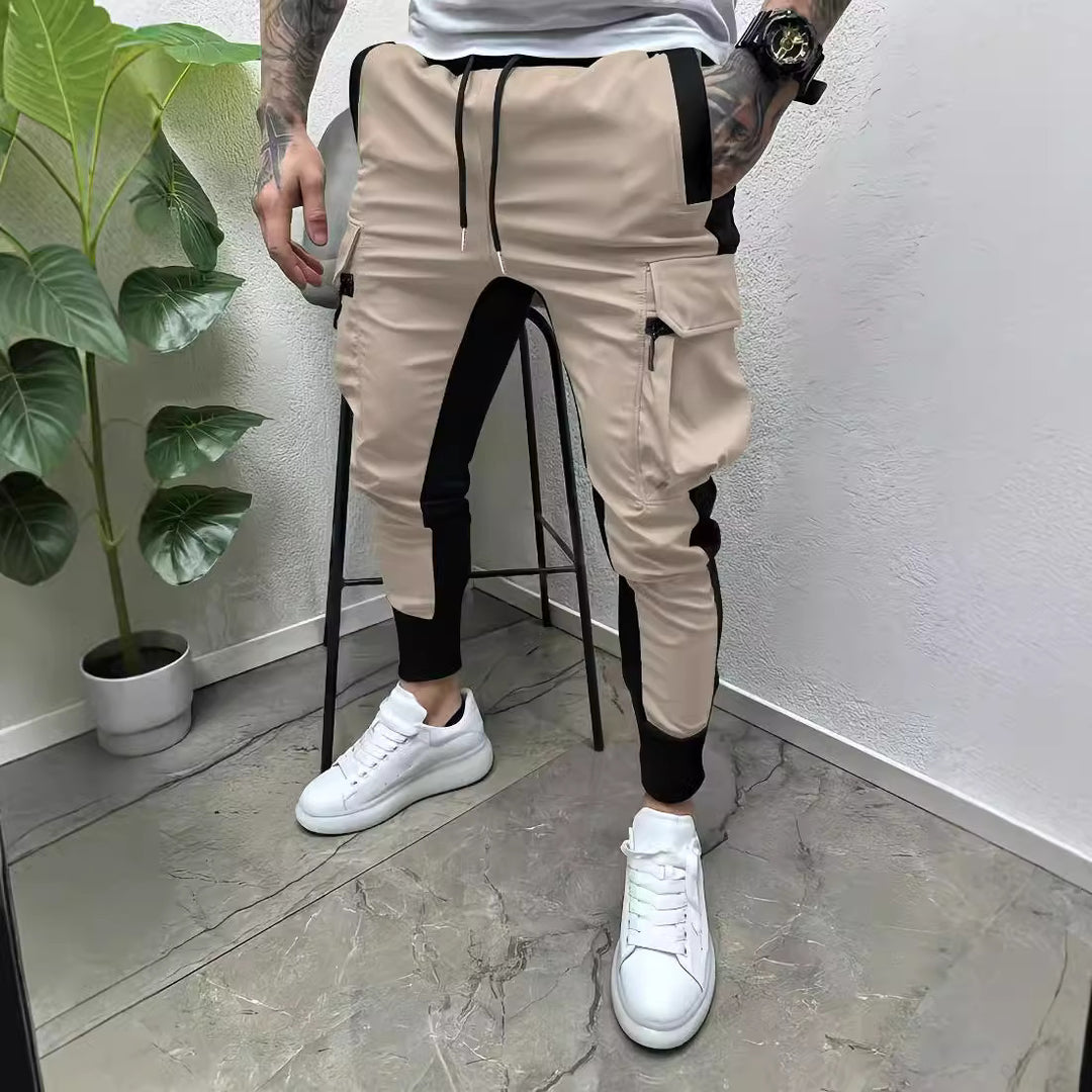 Herrarnas sportiga cargo-joggingbyxor med multifunktionella fickor och elastisk midja Mirla-Eva Jonsson