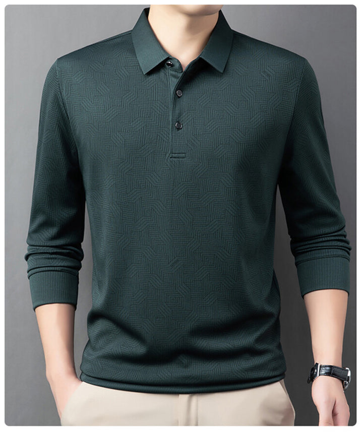 Herrarnas stiliga långärmad polo med strukturerad design och andningsaktiga egenskaper Eva Jonsson-Eva Jonsson