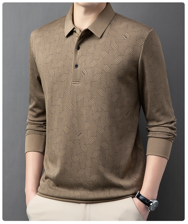 Herrarnas stiliga långärmad polo med strukturerad design och andningsaktiga egenskaper Eva Jonsson-Eva Jonsson