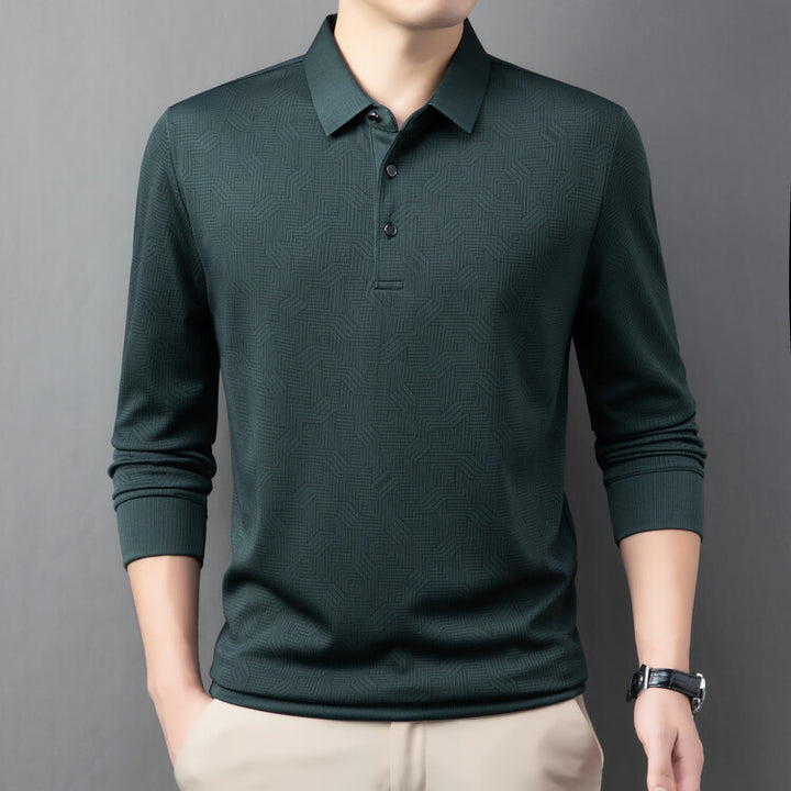Herrarnas stiliga långärmad polo med strukturerad design och andningsaktiga egenskaper Eva Jonsson-Eva Jonsson