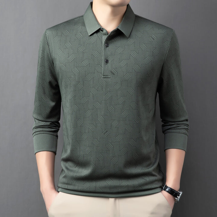 Herrarnas stiliga långärmad polo med strukturerad design och andningsaktiga egenskaper Eva Jonsson-Eva Jonsson