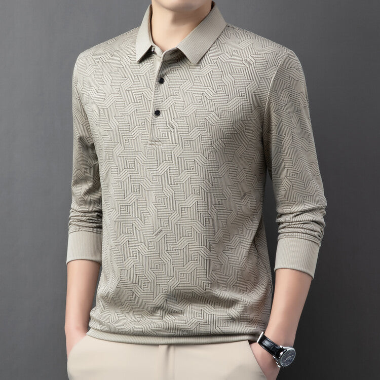 Herrarnas stiliga långärmad polo med strukturerad design och andningsaktiga egenskaper Eva Jonsson-Eva Jonsson