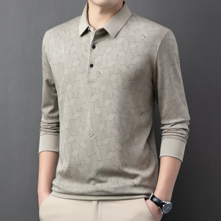 Herrarnas stiliga långärmad polo med strukturerad design och andningsaktiga egenskaper Eva Jonsson-Eva Jonsson