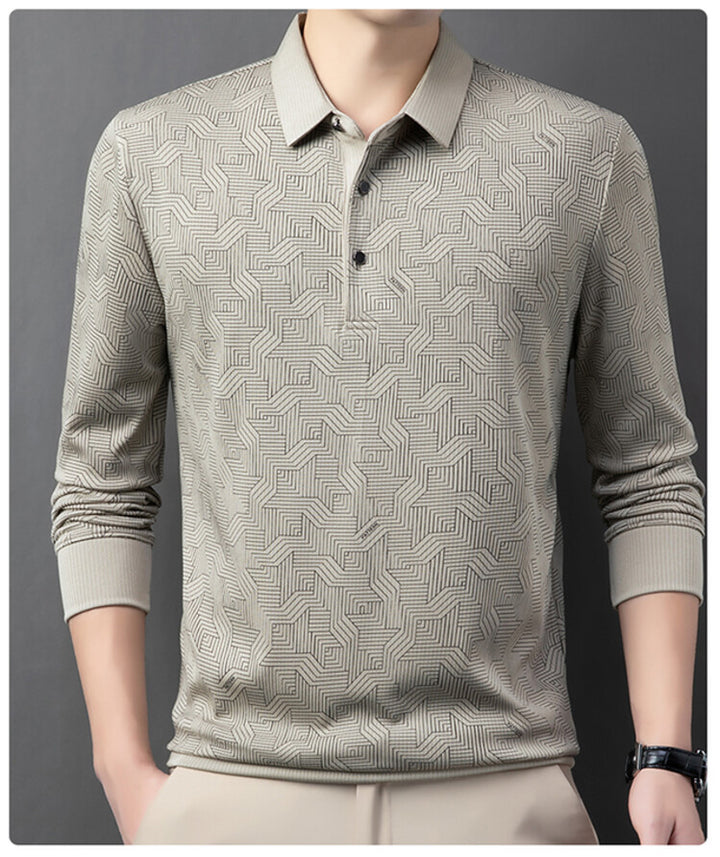 Herrarnas stiliga långärmad polo med strukturerad design och andningsaktiga egenskaper Eva Jonsson-Eva Jonsson