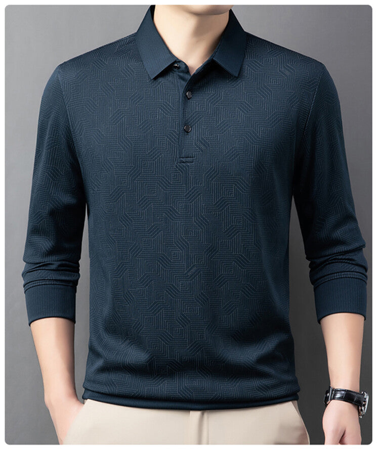 Herrarnas stiliga långärmad polo med strukturerad design och andningsaktiga egenskaper Eva Jonsson-Eva Jonsson