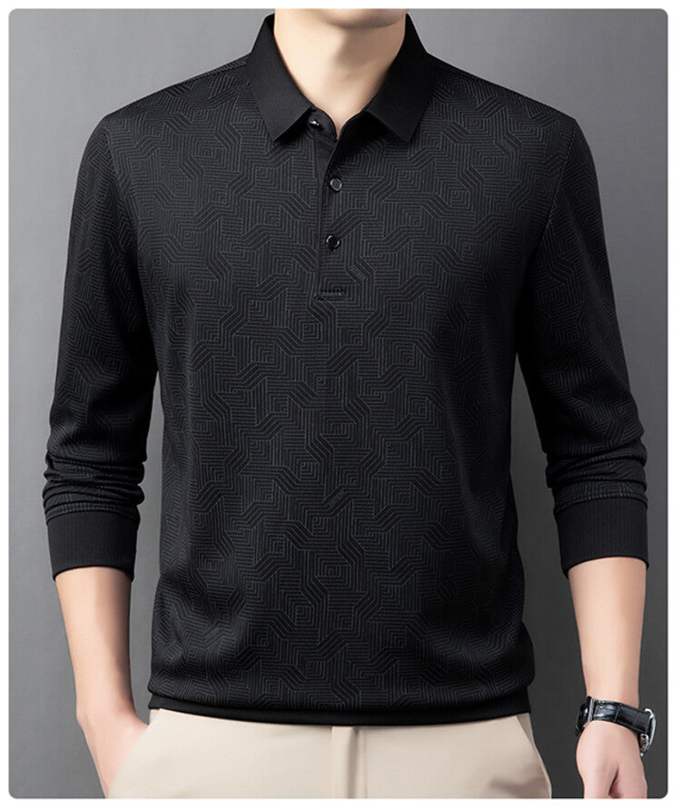 Herrarnas stiliga långärmad polo med strukturerad design och andningsaktiga egenskaper Eva Jonsson-Eva Jonsson