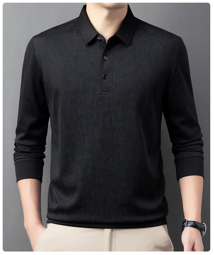 Herrarnas stiliga långärmad polo med strukturerad design och andningsaktiga egenskaper Eva Jonsson-Eva Jonsson