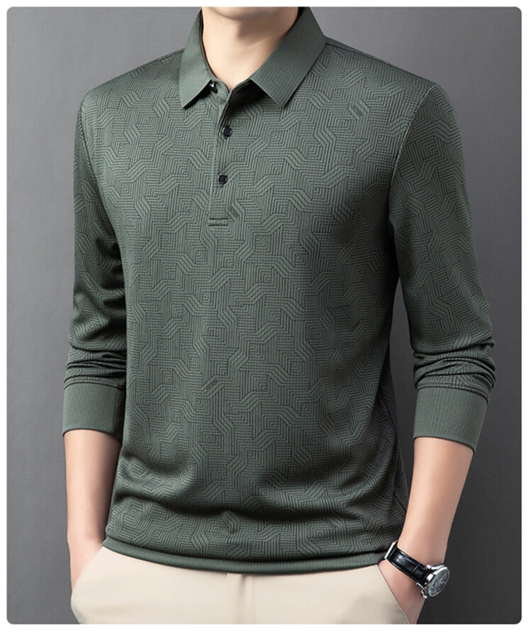 Herrarnas stiliga långärmad polo med strukturerad design och andningsaktiga egenskaper Eva Jonsson-Eva Jonsson