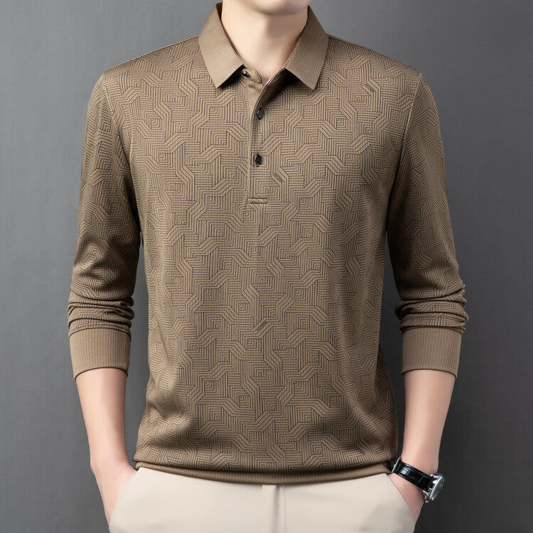 Herrarnas stiliga långärmad polo med strukturerad design och andningsaktiga egenskaper Eva Jonsson-Eva Jonsson