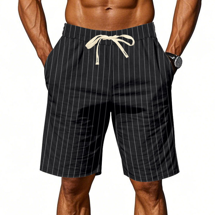 Herrarnas strandshorts med vertikalt randmönster och elastisk dragsko Eva Jonsson-Eva Jonsson