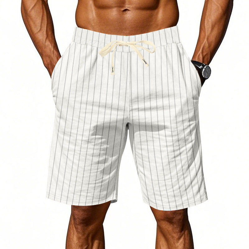 Herrarnas strandshorts med vertikalt randmönster och elastisk dragsko Mirla-Eva Jonsson