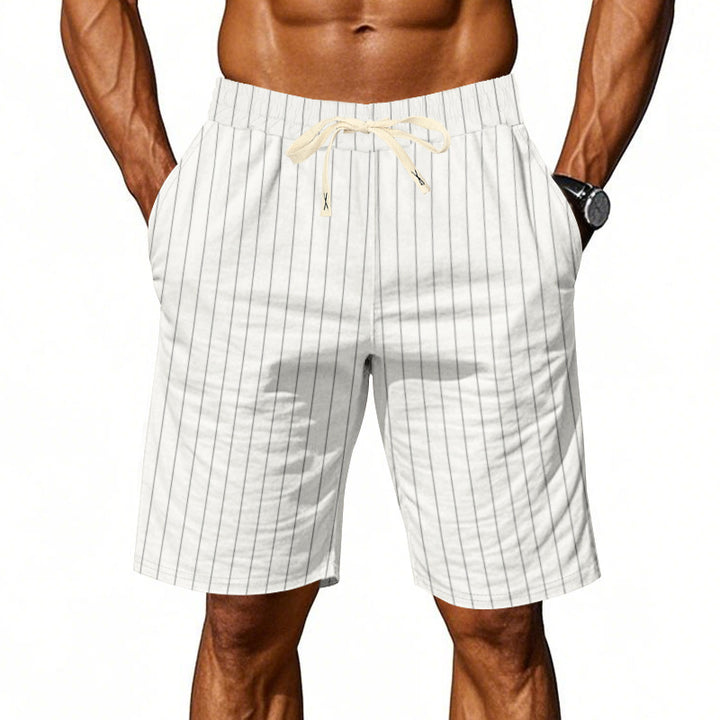 Herrarnas strandshorts med vertikalt randmönster och elastisk dragsko Mirla-Eva Jonsson