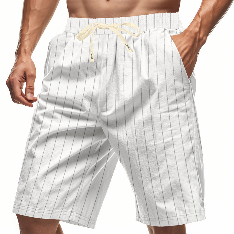 Herrarnas strandshorts med vertikalt randmönster och elastisk dragsko Mirla-Eva Jonsson