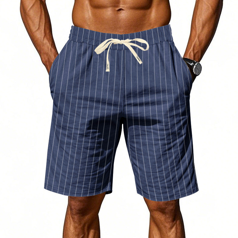 Herrarnas strandshorts med vertikalt randmönster och elastisk dragsko Mirla-Eva Jonsson