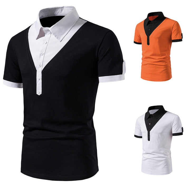 Herrarnas t-shirt med modern V-ringning och kontrasterande accenter Mirla-Eva Jonsson