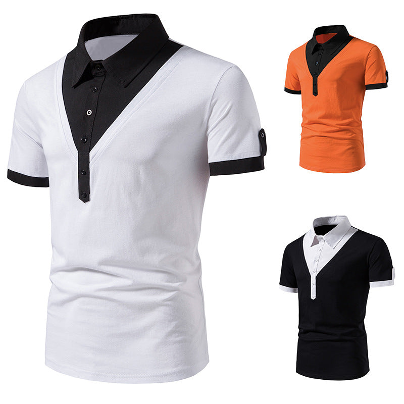 Herrarnas t-shirt med modern V-ringning och kontrasterande accenter Mirla-Eva Jonsson