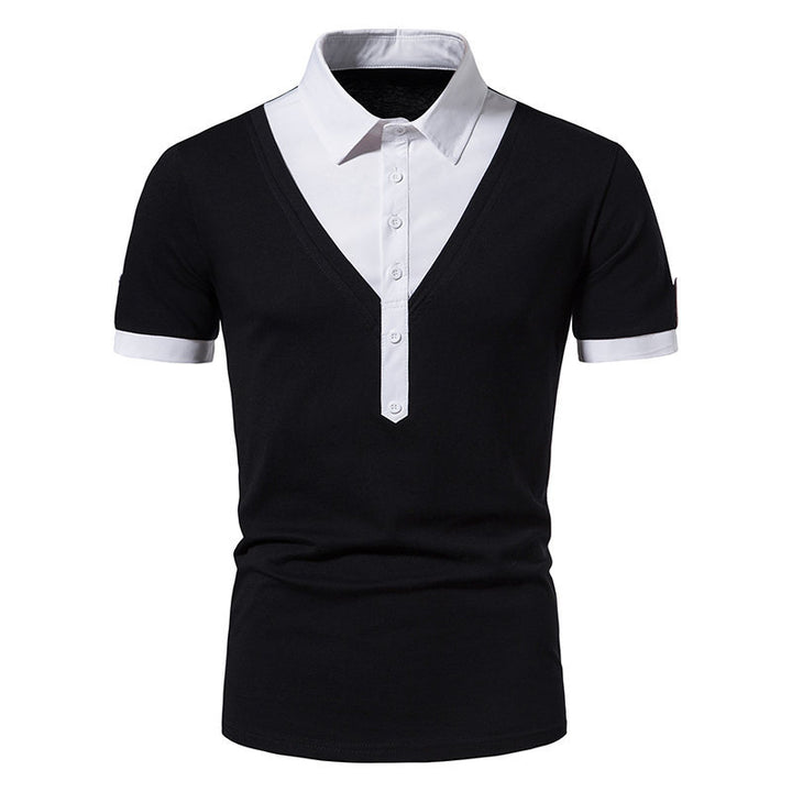 Herrarnas t-shirt med modern V-ringning och kontrasterande accenter Mirla-Eva Jonsson