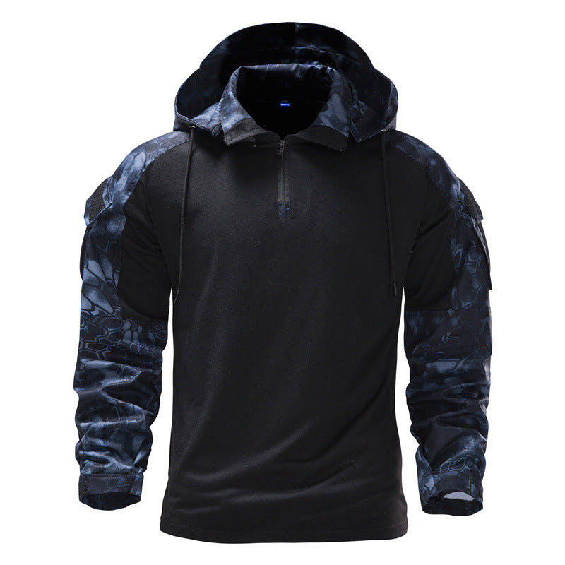 Herrarnas taktiska långärmad tröja med huva och camouflerad ärmdesign Mirla-Eva Jonsson
