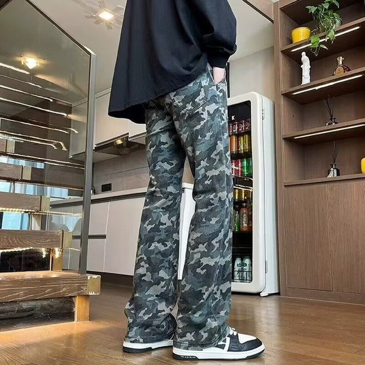 Herrarnas vida cargobyxor med modernt camouflage-mönster och justerbar midja Eva Jonsson-Eva Jonsson