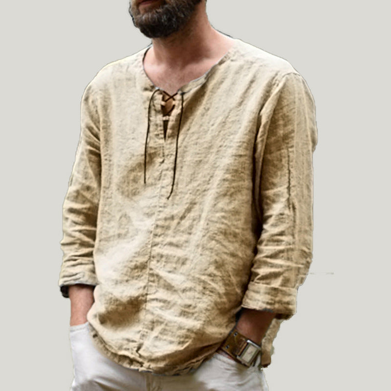 Herrars avslappnade linne skjorta med halvärmar Eva Jonsson-Eva Jonsson