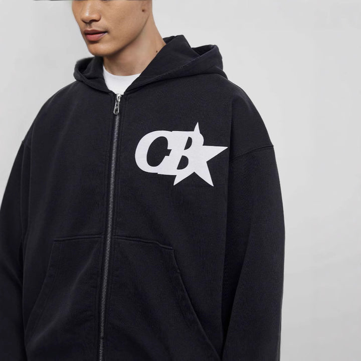 Herrars hoodiejacka med stiligt logotyp och bekväm midja Mirla-Eva Jonsson