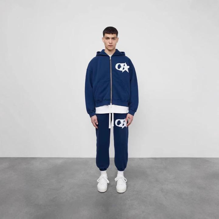 Herrars hoodiejacka med stiligt logotyp och bekväm midja Mirla-Eva Jonsson