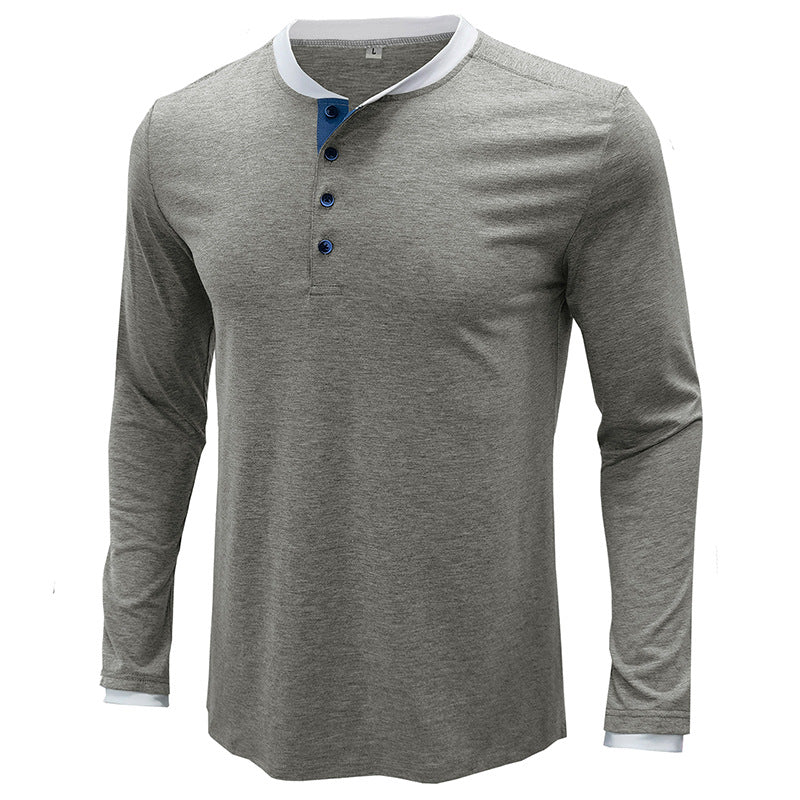 Herrars långärmad Henley skjorta med modern krage Mirla-Eva Jonsson
