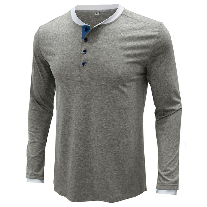 Herrars långärmad Henley skjorta med modern krage Mirla-Eva Jonsson