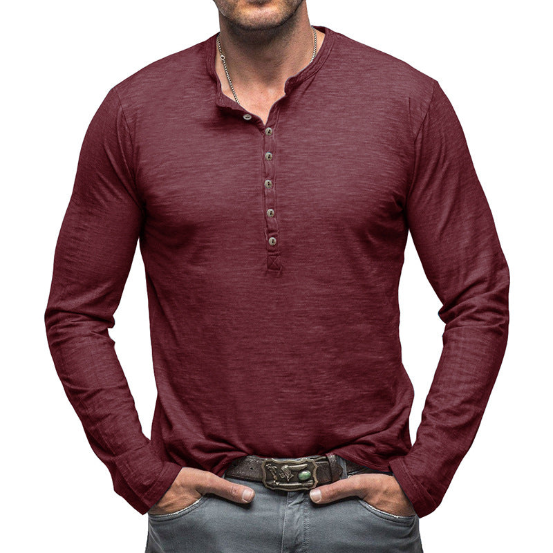 Herrars långärmad Henley-tröja med modernt knapplistdesign Mirla-Eva Jonsson