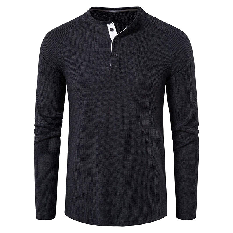 Herrars långärmad Henley-tröja med texturerad yta Mirla-Eva Jonsson