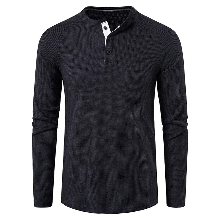 Herrars långärmad Henley-tröja med texturerad yta Mirla-Eva Jonsson