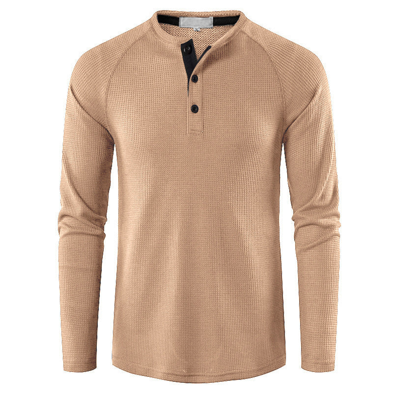 Herrars långärmad Henley-tröja med texturerad yta Mirla-Eva Jonsson