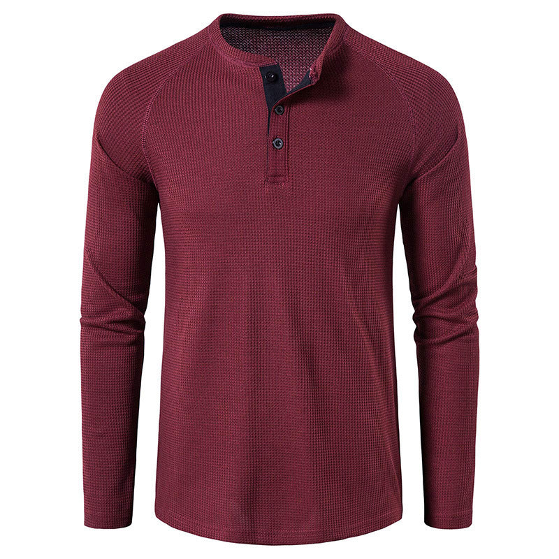 Herrars långärmad Henley-tröja med texturerad yta Mirla-Eva Jonsson