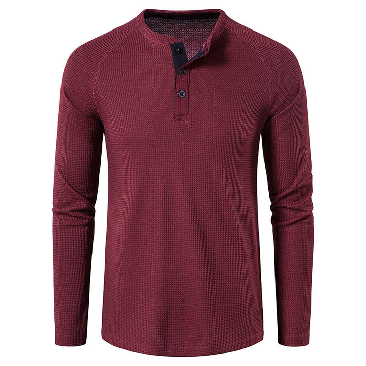 Herrars långärmad Henley-tröja med texturerad yta Mirla-Eva Jonsson