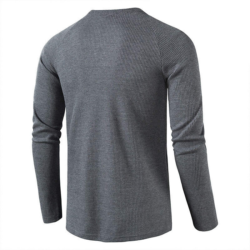 Herrars långärmad Henley-tröja med texturerad yta Mirla-Eva Jonsson