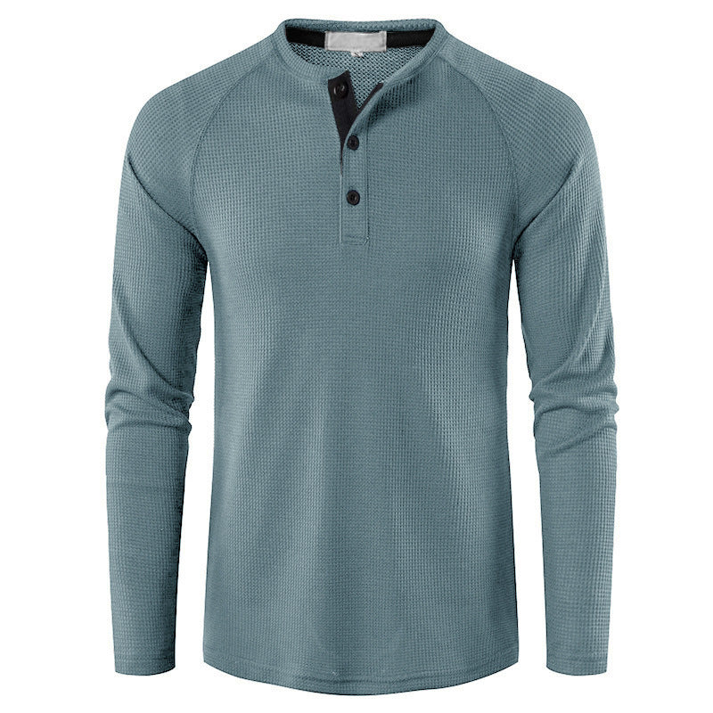 Herrars långärmad Henley-tröja med texturerad yta Mirla-Eva Jonsson