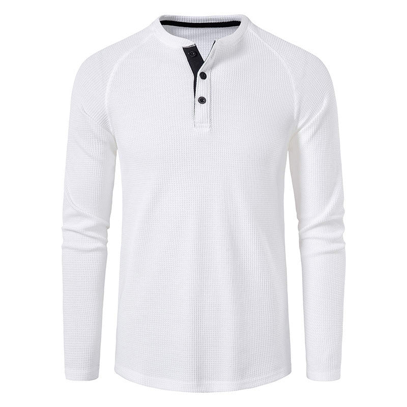 Herrars långärmad Henley-tröja med texturerad yta Mirla-Eva Jonsson