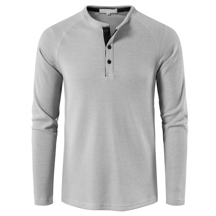 Herrars långärmad Henley-tröja med texturerad yta Mirla-Eva Jonsson
