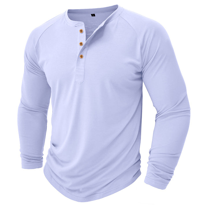 Herrars långärmad Henley-tröja med texturerad yta Mirla-Eva Jonsson