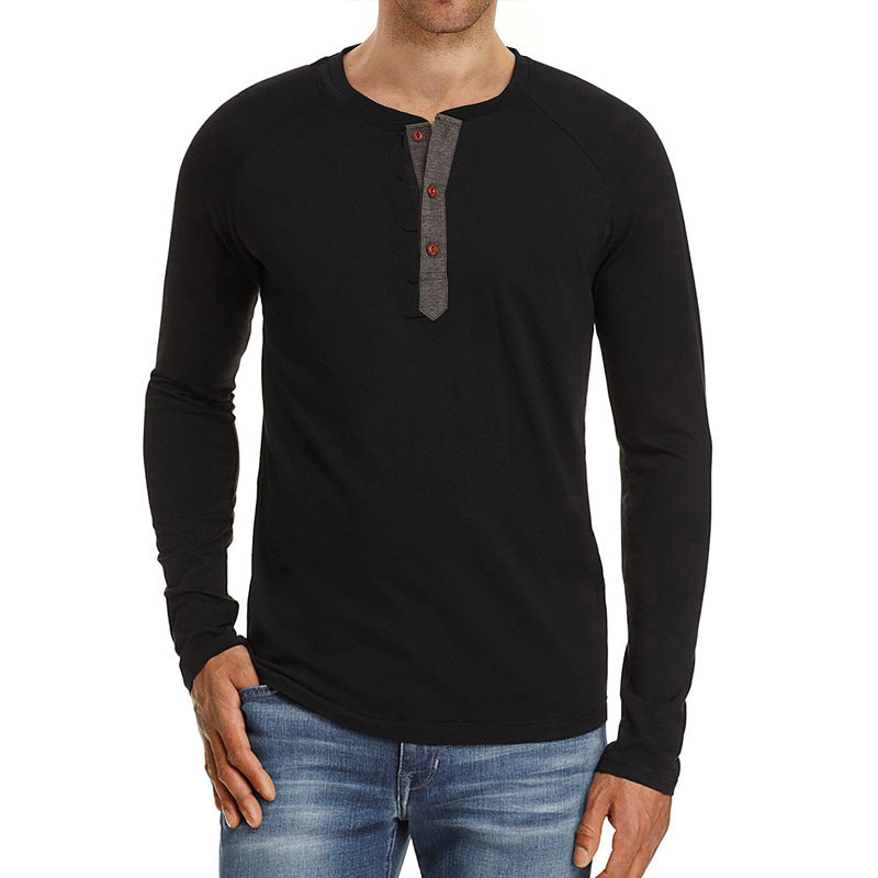 Herrars långärmad Henley-tröja med texturerad yta Mirla-Eva Jonsson