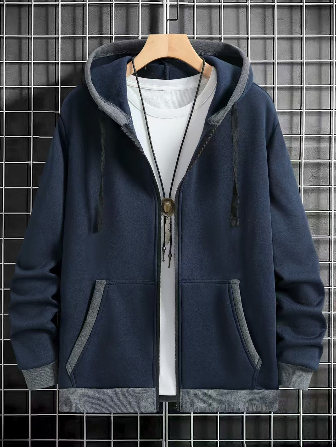 Herren Bekväm Hoodie med dragkedja och praktiska fickor Mirla-Eva Jonsson
