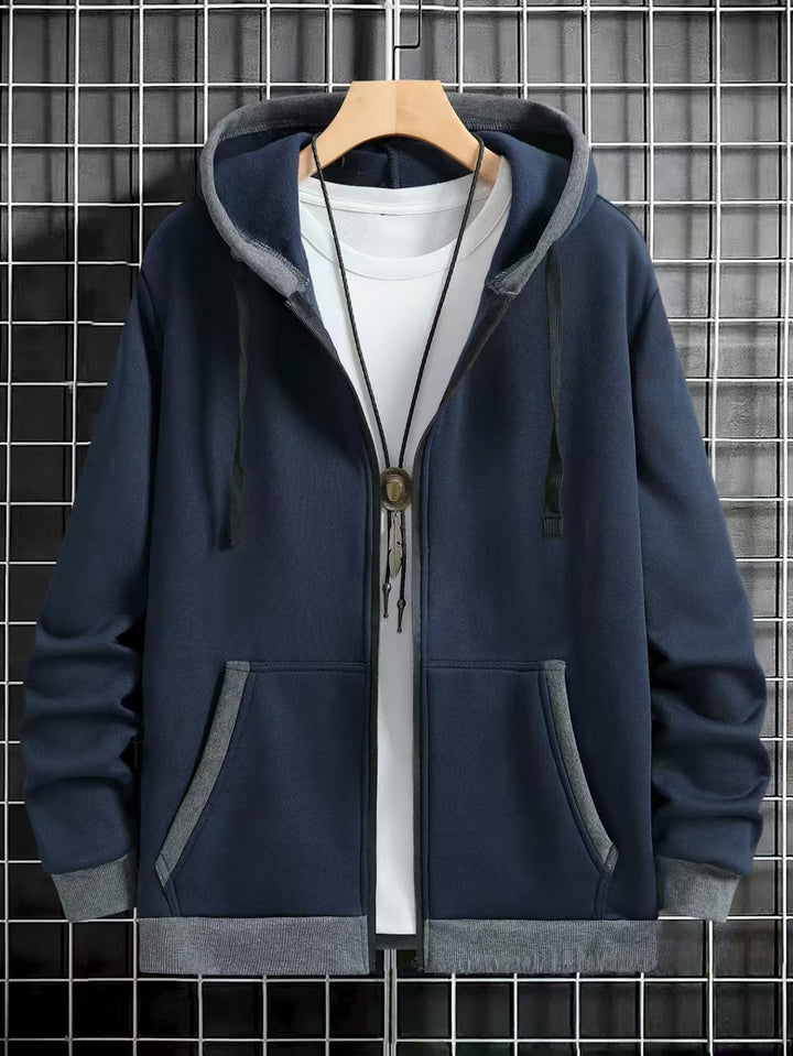 Herren Bekväm Hoodie med dragkedja och praktiska fickor Mirla-Eva Jonsson